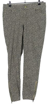 Dámské béžovo-šedé vzorované skinny kotníkové kalhoty Denim 