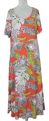 Dámské korálovo-barevné květované midi šaty VA Milano 