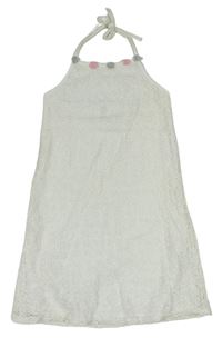 Bílé krajkované šaty s kytičkami