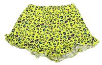 Neonově žluté bavlněné kraťasy s leopardím vzorem 