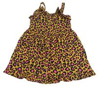 Hořčicové propínací šaty s leopardím vzorem Next