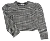 Černo-bílo-růžová vzorovaná crop mikina Matalan
