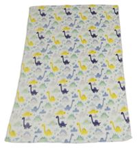 Bílá chlupatá deka s dinosaury