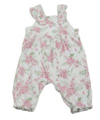 Bílé květinové sametové laclové kalhoty Little nutmeg