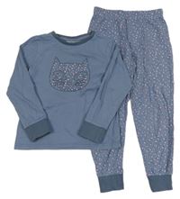 Tmavomodré pyžamo s kočkou L&D