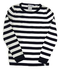 Tmavomodro-bílé pruhované úpletové triko 