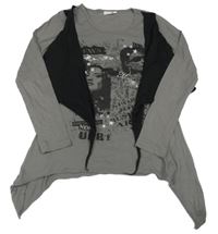 Šedo-černá tunika s obrázkem Hot&Spice