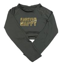 Černé sportovní crop triko s nápisy TU