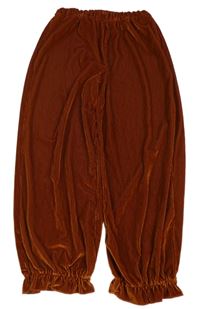 Rezavé žebrované sametové tepláky Shein