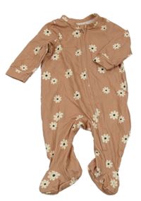 Starorůžový květinový overal 