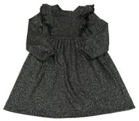 Černo-stříbrné úpletové šaty s volánkem Primark