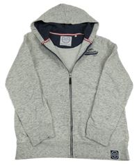 Bílo-černá melírovaná propínací mikina s nápisem a kapucí C&A