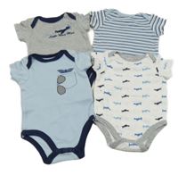 4x body bílé s letadly+ modré s brýlemi+ pruhované+ šedé s letadlem 