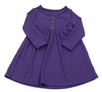 Fialové žebrované šaty s knoflíčky 