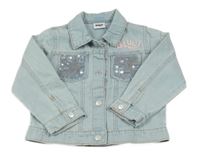 Světlemodrá riflová bunda s flitry a Bluey