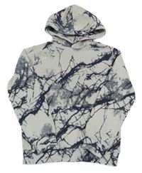 Bílo-modrá vzorovaná mikina s kapucí H&M