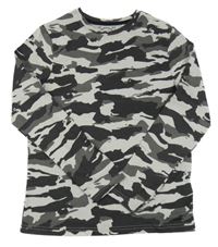 Šedo-černo-army vzorované triko C&A