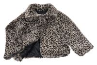 Béžovo-kakaová leopardí kožešinová podšitá bunda M&S