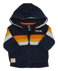 Tmavomodrá propínací mikina s barevnými pruhy a kapucí F&F