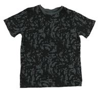 Černo-tmavošedé vzorované tričko Primark