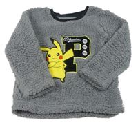 Šedá huňatá mikina s Pikachu 