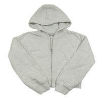 Světlešedá melírovaná propínací crop mikina s kapucí Matalan