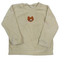 Béžová sametová žebrovaná mikina s medvídkem zn. Next