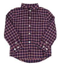 Tmavomodro-červeno-bílá kostkovaná flanelová košile Tommy Hilfiger