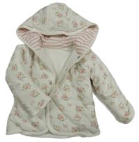 Nové - Bílá květovaná zateplená mikina s kytičkami a kapucí 