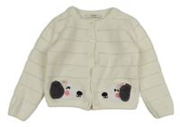 Bílý žinylkový propínací svetr s pejsky George