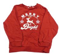 Červená mikina se sobem a nápisem M&S