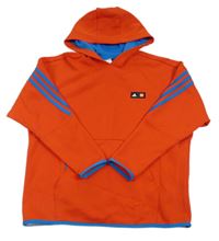 Červeno-modrá mikina s potiskem a kapucí Adidas