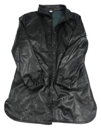 Černý koženkový kabát ZEEMAN