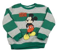 Zeleno-šedá pruhovaná mikina s Mickeym Disney