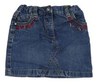 Modrá riflová sukně s výšivami Lupilu