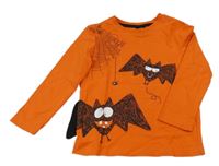 Oranžové triko s netopýry a pavučinou Kiki&Koko