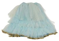 Kostým - Světlemodrá tylová sukně se zlatým lemem