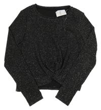 Nové - Černé třpytivé crop triko Nutmeg