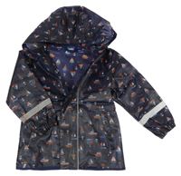 Tmavomodrá pláštěnka s parníky a kapucí Lupilu