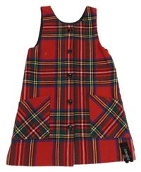 Nové - červeno-kostkované vlněné propínací šaty St. Bernard