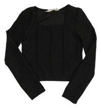 Černé třpytivé crop triko H&M
