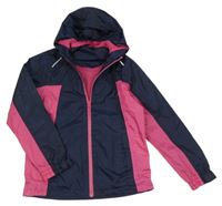 Tmavomodro-růžová šusťáková funkční jarní bunda s kapucí Crivit