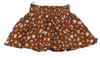 Rezavo-barevná květovaná sukně C&A