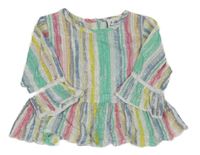 Bílo-barevná pruhovaná halenka s metalickou nití Topolino