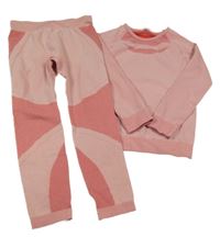 2set - Růžové melírované funkční triko se vzorem + legíny Lupilu