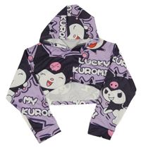 Fialová crop mikina s kapucí - Kuromi 