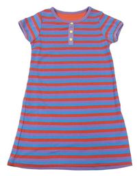 Fialovo-modro-červené pruhované bavlněné šaty Tu