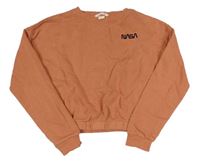 Oranžová crop mikina s nápisem H&M