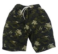 Khaki-tmavomodré army plážové kraťasy 