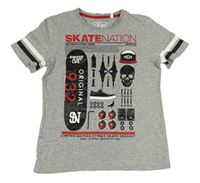 Šedé tričko se skatem C&A